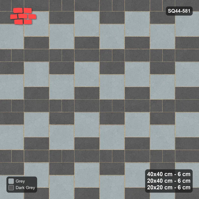Interlock (Pasco) 40x40 cm · SQ44-581 · 3-Size Ashlar, Solid Slabs, 80x80 Block, Mix 1, 320 cm · Top view Interlock (Pasco) 40x40 cm · SQ44-581 · 3-Size Ashlar, Solid Slabs, 80x80 Block, Mix 1, 320 cm · Top view