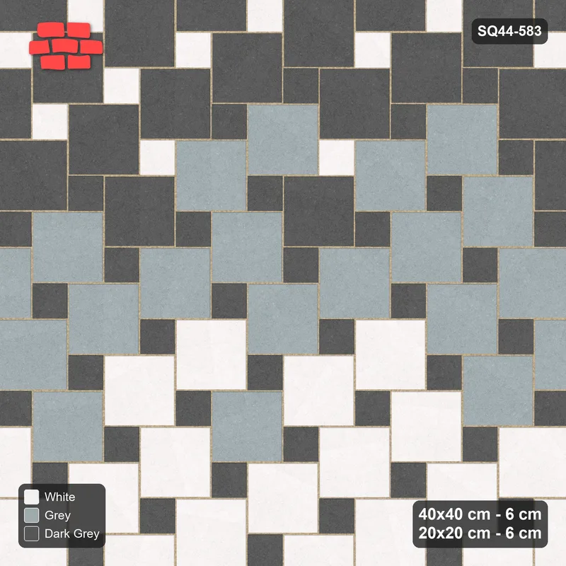 Interlock (Pasco) 40x40 cm · SQ44-583 · Ombre Lattice, Course Gradient, Light to Dark, 320 cm · Top view Interlock (Pasco) 40x40 cm · SQ44-583 · Ombre Lattice, Course Gradient, Light to Dark, 320 cm · Top view