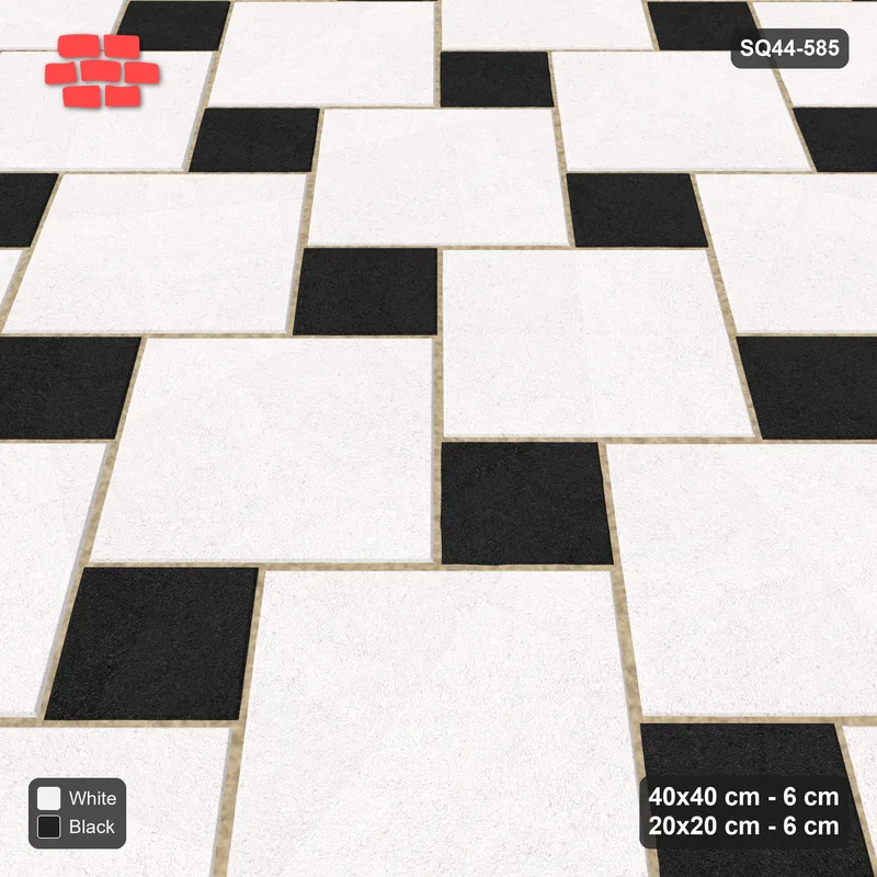 Interlock (Pasco) 40x40 cm · SQ44-585 · 45 Degree Offset Lattice, Accents, Kerb Frame, 325 cm · Side view Interlock (Pasco) 40x40 cm · SQ44-585 · 45 Degree Offset Lattice, Accents, Kerb Frame, 325 cm · Side view