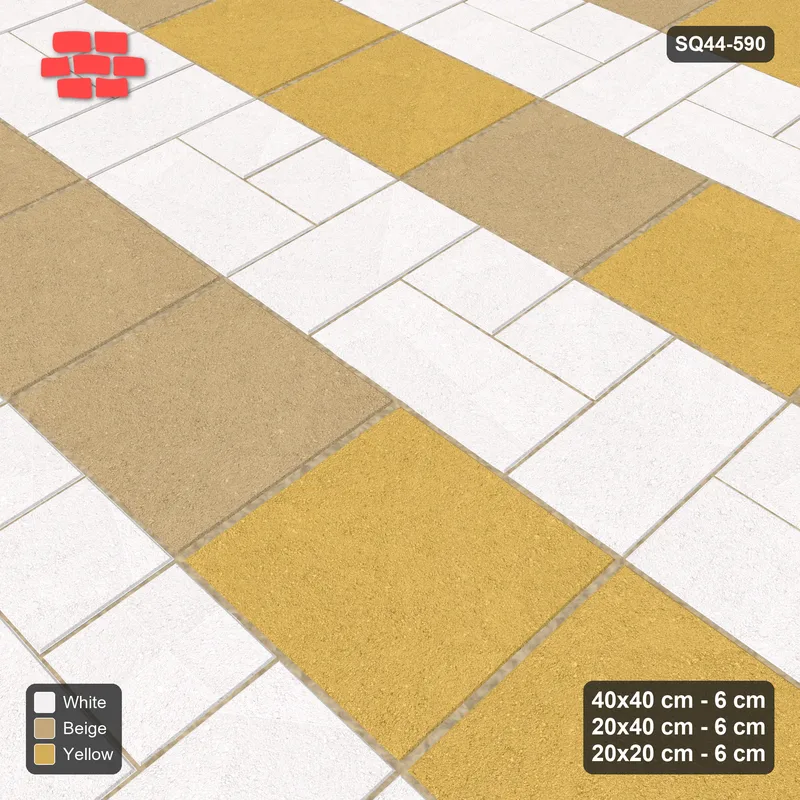 Interlock (Pasco) 40x40 cm · SQ44-590 · 3-Size Ashlar, Tonal Blend, 120x80 Block, Mix 7, 400 cm · Side view Interlock (Pasco) 40x40 cm · SQ44-590 · 3-Size Ashlar, Tonal Blend, 120x80 Block, Mix 7, 400 cm · Side view