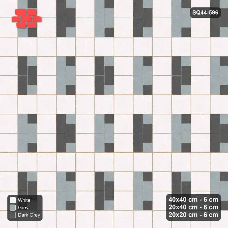 Interlock (Pasco) 40x40 cm · SQ44-596 · 3-Size Ashlar, Solid Slabs, 80x120 Block, Mix 13, 480 cm · Top view Interlock (Pasco) 40x40 cm · SQ44-596 · 3-Size Ashlar, Solid Slabs, 80x120 Block, Mix 13, 480 cm · Top view