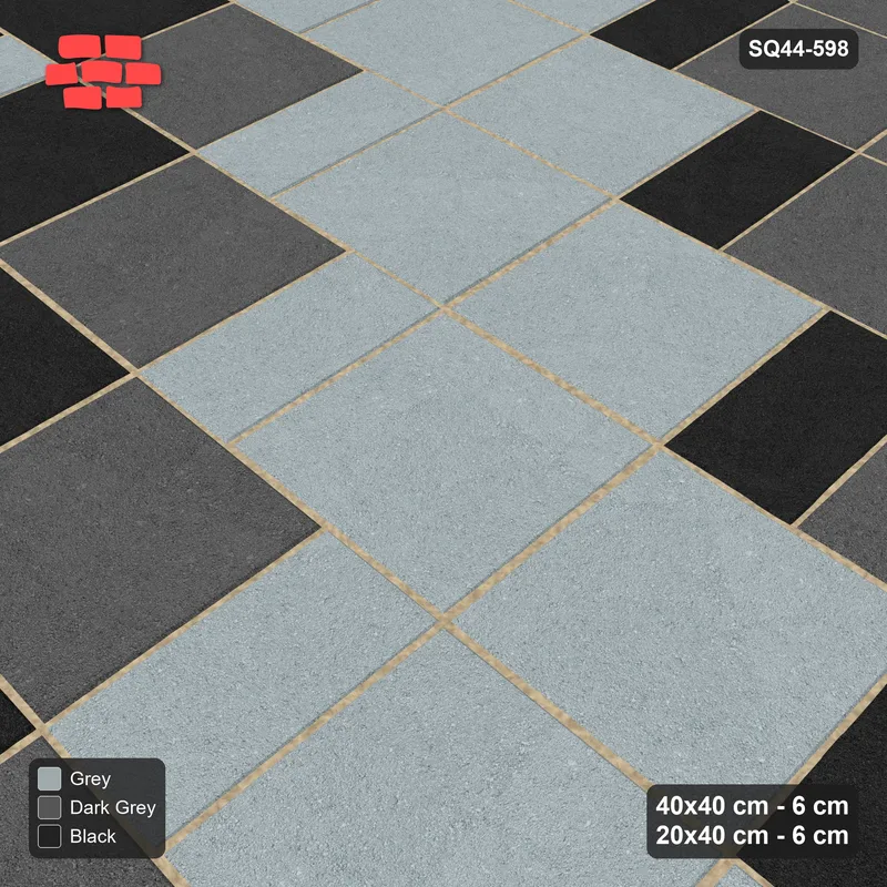 Interlock (Pasco) 40x40 cm · SQ44-598 · Ombre Slab Step, Diagonal Bands, Light to Dark, 320 cm · Side view Interlock (Pasco) 40x40 cm · SQ44-598 · Ombre Slab Step, Diagonal Bands, Light to Dark, 320 cm · Side view