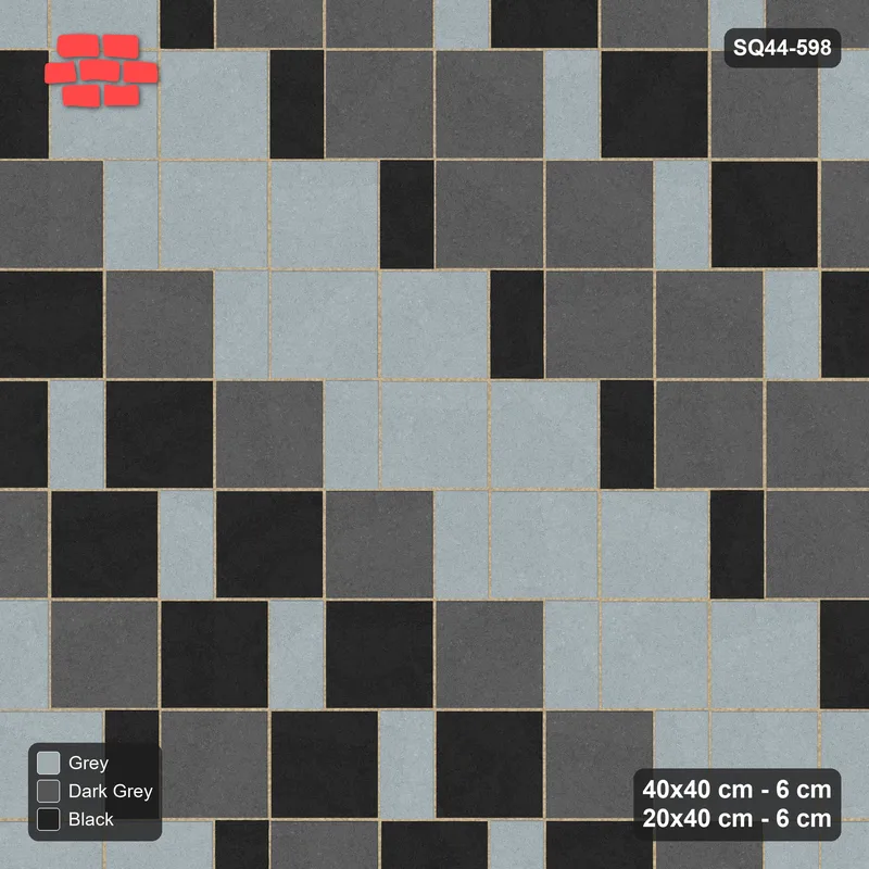 Interlock (Pasco) 40x40 cm · SQ44-598 · Ombre Slab Step, Diagonal Bands, Light to Dark, 320 cm · Top view Interlock (Pasco) 40x40 cm · SQ44-598 · Ombre Slab Step, Diagonal Bands, Light to Dark, 320 cm · Top view