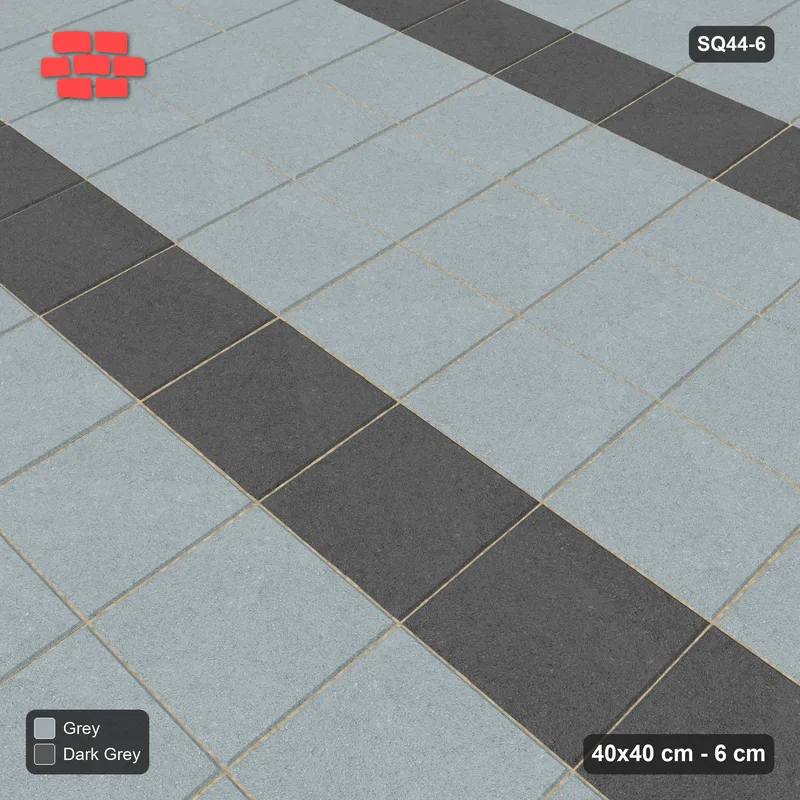 Interlock (Pasco) 40x40 cm · SQ44-6 · Stack Bond Course Stripes · Side view Interlock (Pasco) 40x40 cm · SQ44-6 · Stack Bond Course Stripes · Side view