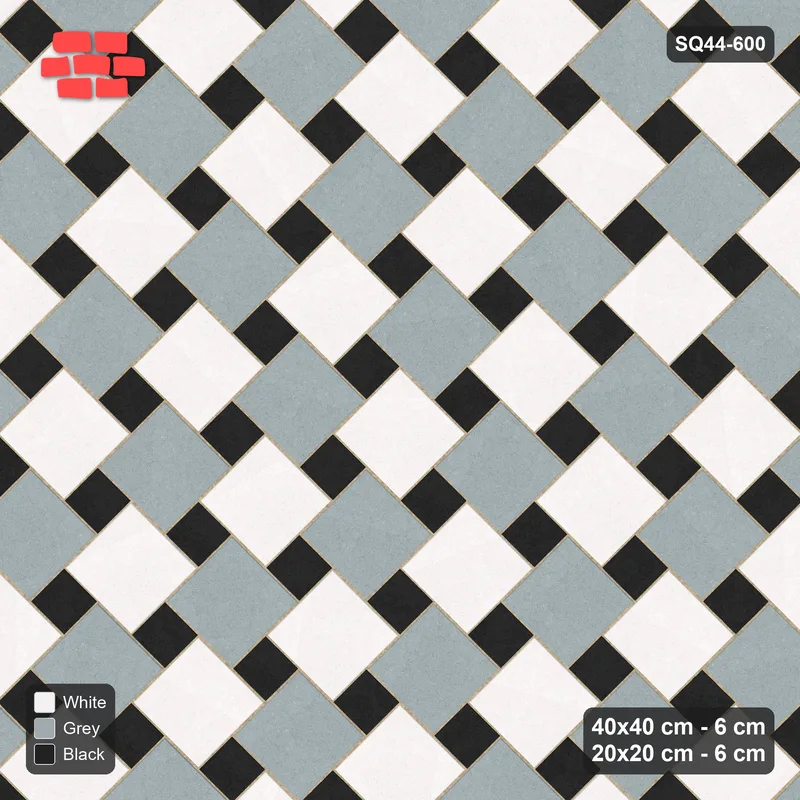 Interlock (Pasco) 40x40 cm · SQ44-600 · 45 Degree Offset Lattice, Chequer, Kerb Frame, 370 cm · Top view Interlock (Pasco) 40x40 cm · SQ44-600 · 45 Degree Offset Lattice, Chequer, Kerb Frame, 370 cm · Top view