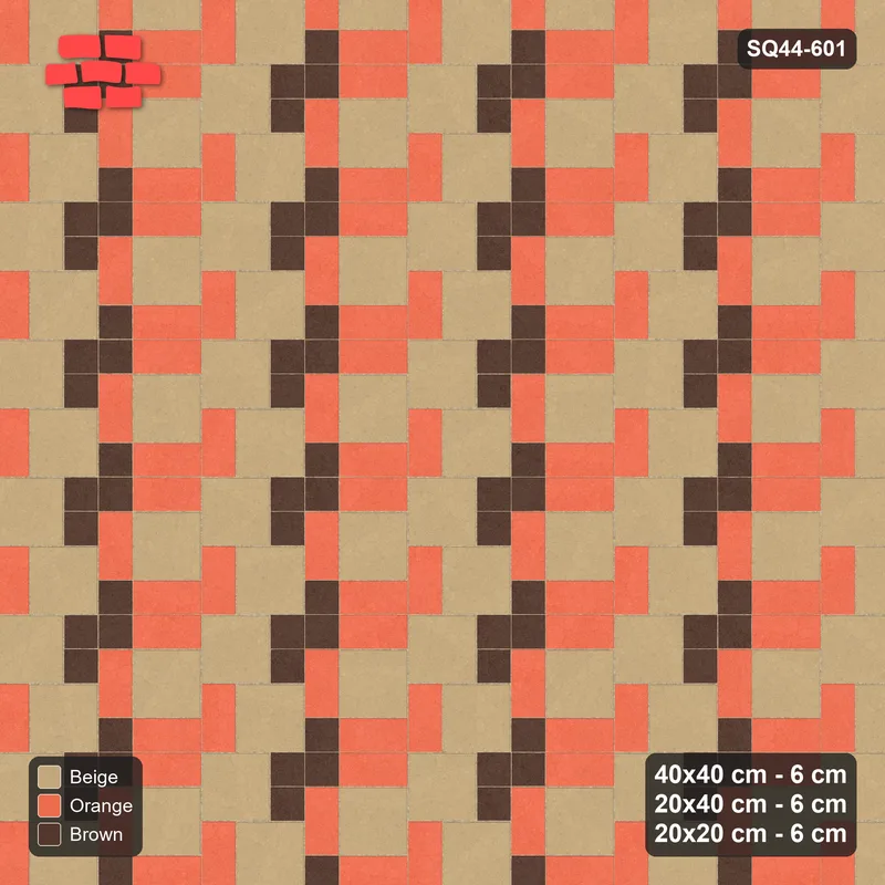 Interlock (Pasco) 40x40 cm · SQ44-601 · 3-Size Ashlar, Size Tones, 120x80 Block, Mix 16, 520 cm · Top view Interlock (Pasco) 40x40 cm · SQ44-601 · 3-Size Ashlar, Size Tones, 120x80 Block, Mix 16, 520 cm · Top view