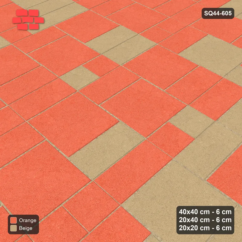 Interlock (Pasco) 40x40 cm · SQ44-605 · 3-Size Ashlar, Random 2-Tone, 80x80 Block, Mix 19, Kerb · Side view Interlock (Pasco) 40x40 cm · SQ44-605 · 3-Size Ashlar, Random 2-Tone, 80x80 Block, Mix 19, Kerb · Side view