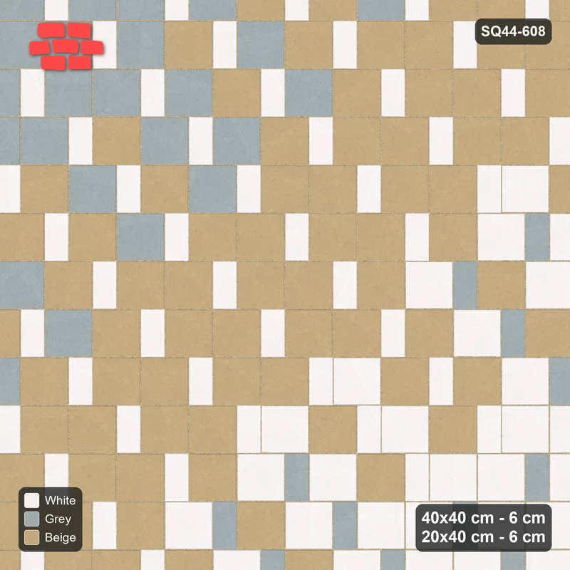 Interlock (Pasco) 40x40 cm · SQ44-608 · Ombre Slab Step, Diagonal Gradient, Dark to Light, 480 cm · Top view Interlock (Pasco) 40x40 cm · SQ44-608 · Ombre Slab Step, Diagonal Gradient, Dark to Light, 480 cm · Top view
