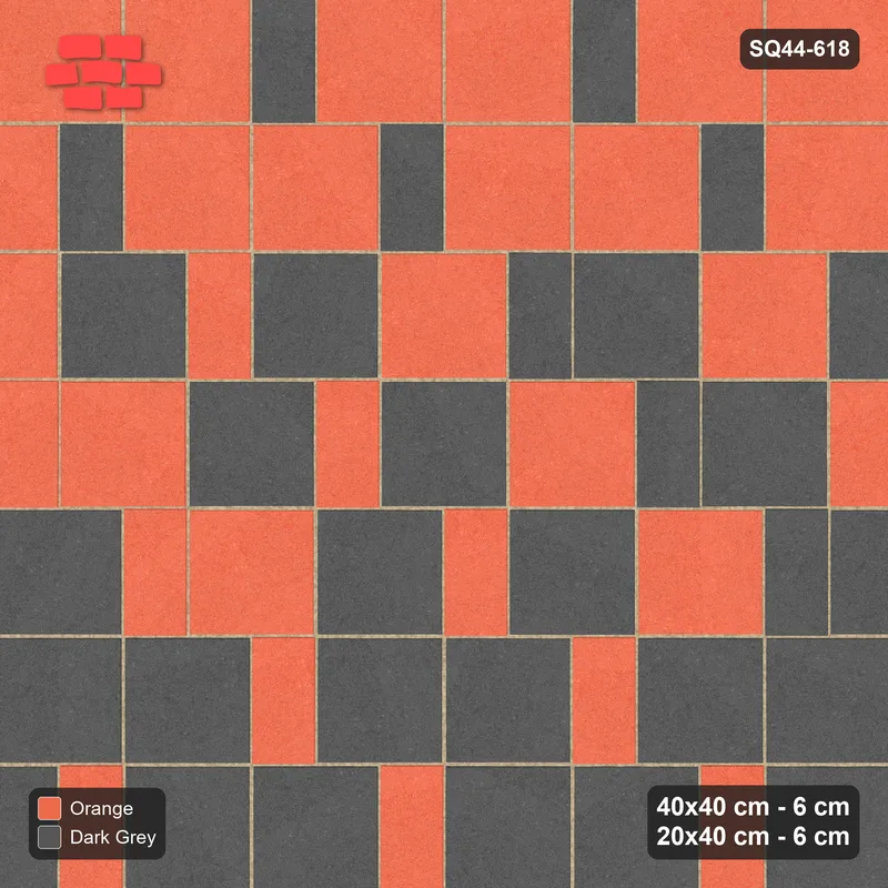 Interlock (Pasco) 40x40 cm · SQ44-618 · Ombre Slab Step, Course Gradient, Dark to Light, 400 cm · Top view Interlock (Pasco) 40x40 cm · SQ44-618 · Ombre Slab Step, Course Gradient, Dark to Light, 400 cm · Top view