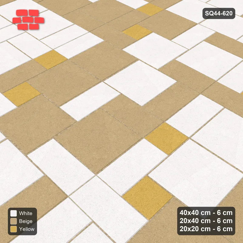 Interlock (Pasco) 40x40 cm · SQ44-620 · 3-Size Ashlar, Random 2-Tone, 120x120 Block, Mix 31, 440 cm · Side view Interlock (Pasco) 40x40 cm · SQ44-620 · 3-Size Ashlar, Random 2-Tone, 120x120 Block, Mix 31, 440 cm · Side view