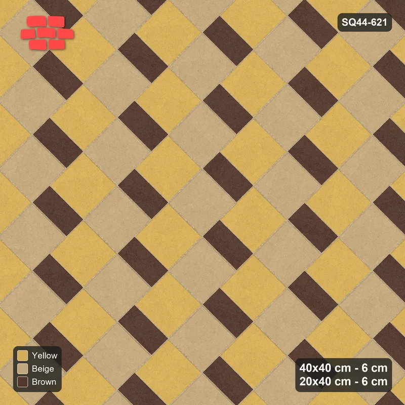 Interlock (Pasco) 40x40 cm · SQ44-621 · 45 Degree Slab Step, Alternating, Right, Kerb Frame, 380 cm · Top view Interlock (Pasco) 40x40 cm · SQ44-621 · 45 Degree Slab Step, Alternating, Right, Kerb Frame, 380 cm · Top view