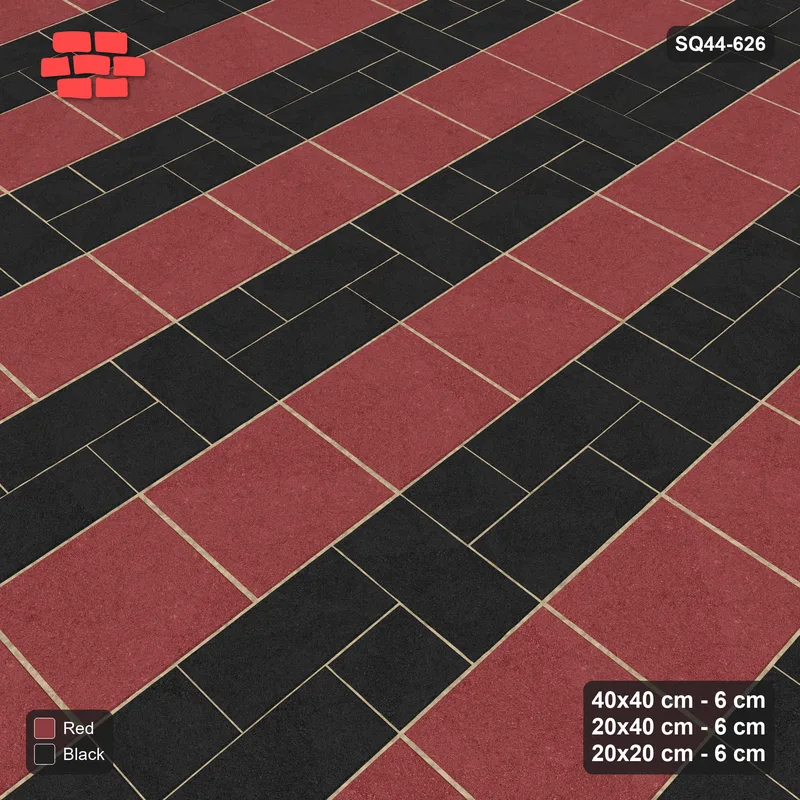 Interlock (Pasco) 40x40 cm · SQ44-626 · 3-Size Ashlar, Solid Slabs, 80x80 Block, Mix 37, 520 cm · Side view Interlock (Pasco) 40x40 cm · SQ44-626 · 3-Size Ashlar, Solid Slabs, 80x80 Block, Mix 37, 520 cm · Side view