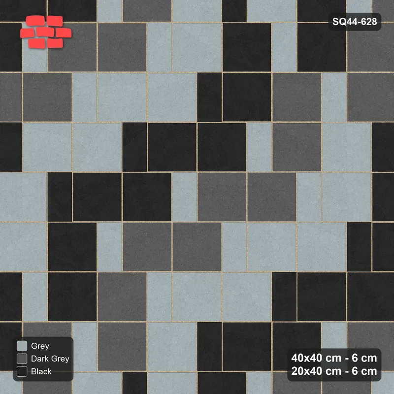 Interlock (Pasco) 40x40 cm · SQ44-628 · Ombre Slab Step, Diagonal Bands, Dark to Light, 320 cm · Top view Interlock (Pasco) 40x40 cm · SQ44-628 · Ombre Slab Step, Diagonal Bands, Dark to Light, 320 cm · Top view
