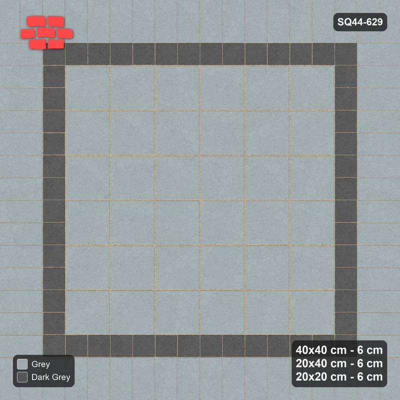Interlock (Pasco) 40x40 cm · SQ44-629 · Rug, Bead + Soldier + Bead, Stack Field, Kerb, 430 cm · Top view Interlock (Pasco) 40x40 cm · SQ44-629 · Rug, Bead + Soldier + Bead, Stack Field, Kerb, 430 cm · Top view