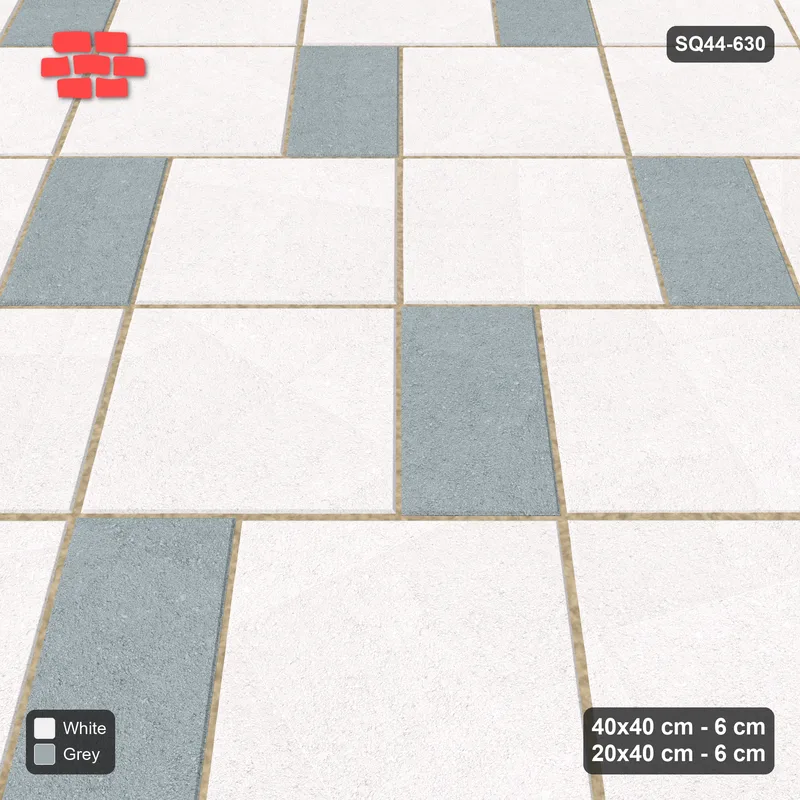 Interlock (Pasco) 40x40 cm · SQ44-630 · 45 Degree Slab Step, Solid, Right, Kerb Frame, 325 cm · Side view Interlock (Pasco) 40x40 cm · SQ44-630 · 45 Degree Slab Step, Solid, Right, Kerb Frame, 325 cm · Side view