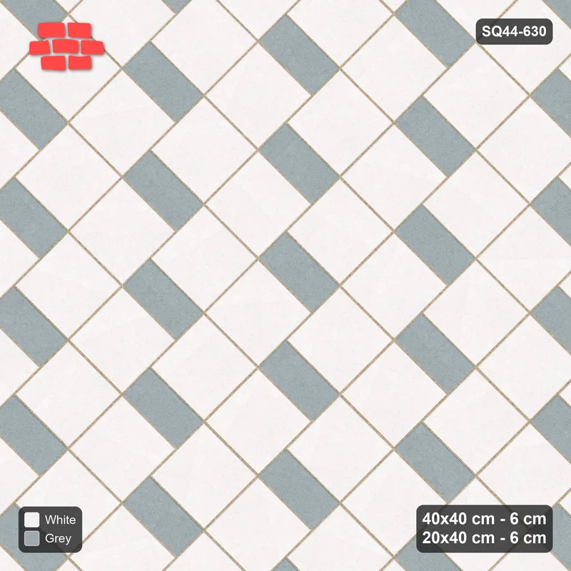 Interlock (Pasco) 40x40 cm · SQ44-630 · 45 Degree Slab Step, Solid, Right, Kerb Frame, 325 cm · Top view Interlock (Pasco) 40x40 cm · SQ44-630 · 45 Degree Slab Step, Solid, Right, Kerb Frame, 325 cm · Top view