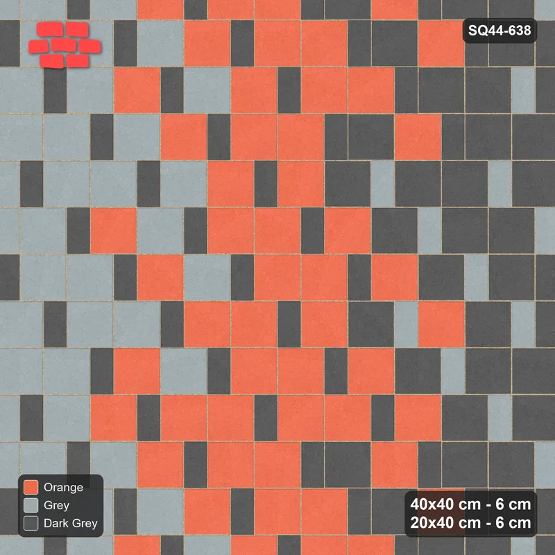 Interlock (Pasco) 40x40 cm · SQ44-638 · Ombre Slab Step, Column Gradient, Light to Dark, 480 cm · Top view Interlock (Pasco) 40x40 cm · SQ44-638 · Ombre Slab Step, Column Gradient, Light to Dark, 480 cm · Top view