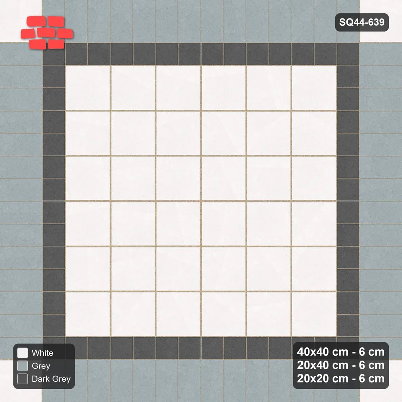 Interlock (Pasco) 40x40 cm · SQ44-639 · Rug, Soldier + Bead, Corner Keys, Stack Field, 360 cm · Top view Interlock (Pasco) 40x40 cm · SQ44-639 · Rug, Soldier + Bead, Corner Keys, Stack Field, 360 cm · Top view