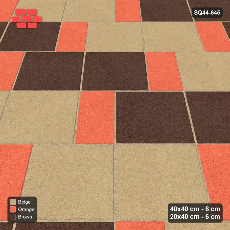 Interlock (Pasco) 40x40 cm · SQ44-645 · 45 Degree Slab Step, Pair Tones, Right, Kerb Frame, 380 cm · Side view Interlock (Pasco) 40x40 cm · SQ44-645 · 45 Degree Slab Step, Pair Tones, Right, Kerb Frame, 380 cm · Side view