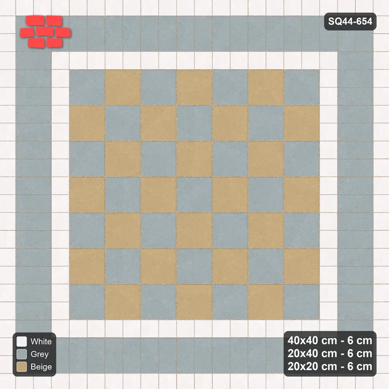 Interlock (Pasco) 40x40 cm · SQ44-654 · Rug, Bead + Soldier + Bead, Checker Field, 440 cm · Top view Interlock (Pasco) 40x40 cm · SQ44-654 · Rug, Bead + Soldier + Bead, Checker Field, 440 cm · Top view