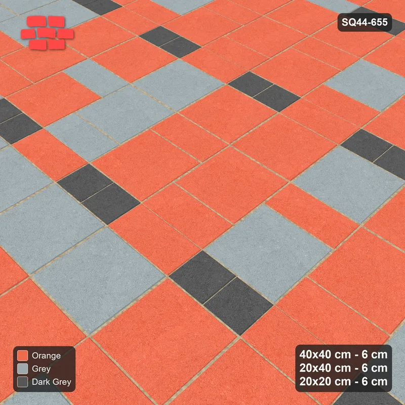 Interlock (Pasco) 40x40 cm · SQ44-655 · 3-Size Ashlar, Random 2-Tone, 80x120 Block, Mix 58, 520 cm · Side view Interlock (Pasco) 40x40 cm · SQ44-655 · 3-Size Ashlar, Random 2-Tone, 80x120 Block, Mix 58, 520 cm · Side view