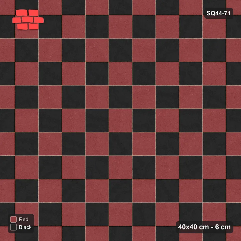 Interlock (Pasco) 40x40 cm · SQ44-71 · Checkerboard in Kerb Frame · Top view Interlock (Pasco) 40x40 cm · SQ44-71 · Checkerboard in Kerb Frame · Top view