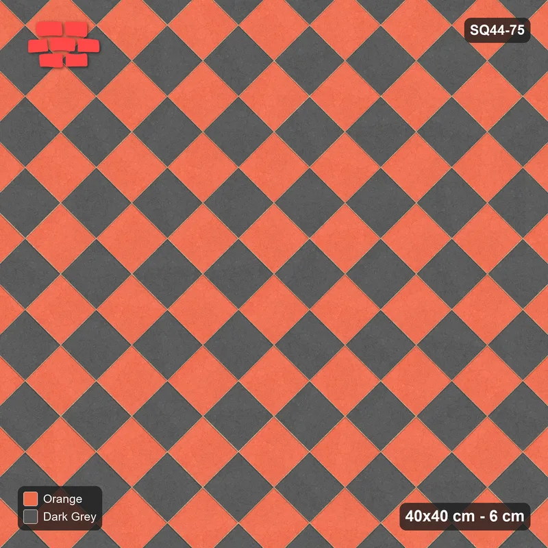 Interlock (Pasco) 40x40 cm · SQ44-75 · Diagonal Checker in Kerb Frame · Top view Interlock (Pasco) 40x40 cm · SQ44-75 · Diagonal Checker in Kerb Frame · Top view