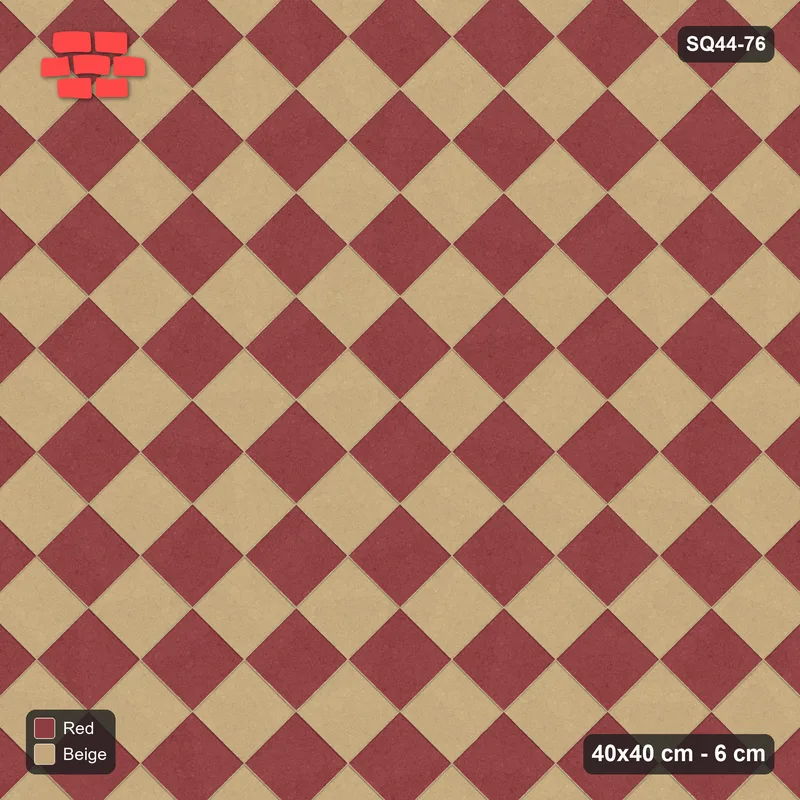 Interlock (Pasco) 40x40 cm · SQ44-76 · Diagonal Checker in Kerb Frame · Top view Interlock (Pasco) 40x40 cm · SQ44-76 · Diagonal Checker in Kerb Frame · Top view