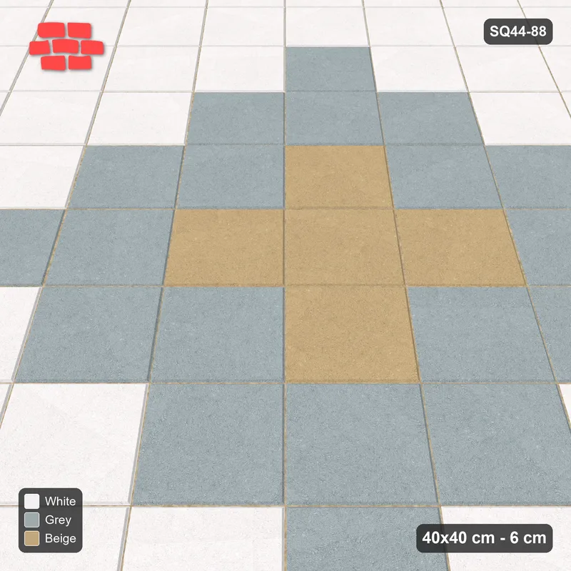 Interlock (Pasco) 40x40 cm · SQ44-88 · Diagonal Diamond Medallion · Side view Interlock (Pasco) 40x40 cm · SQ44-88 · Diagonal Diamond Medallion · Side view