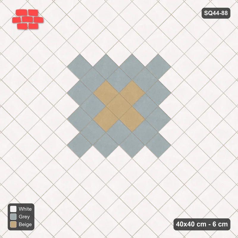 Interlock (Pasco) 40x40 cm · SQ44-88 · Diagonal Diamond Medallion · Top view Interlock (Pasco) 40x40 cm · SQ44-88 · Diagonal Diamond Medallion · Top view
