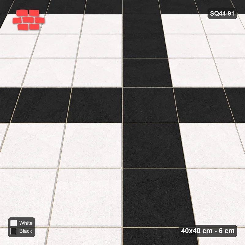 Interlock (Pasco) 40x40 cm · SQ44-91 · Diagonal Plaza Grid · Side view Interlock (Pasco) 40x40 cm · SQ44-91 · Diagonal Plaza Grid · Side view