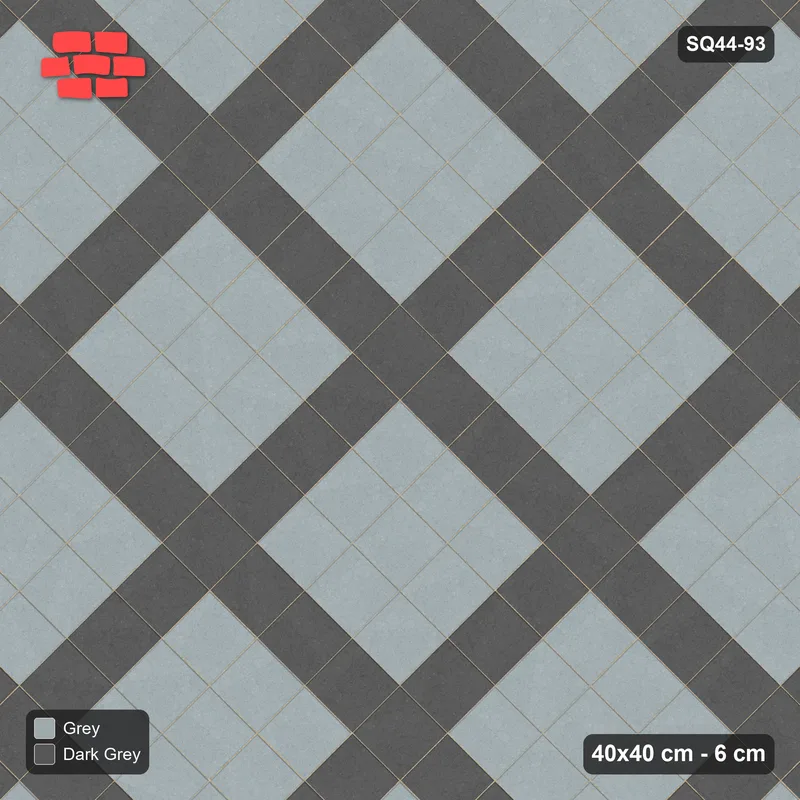 Interlock (Pasco) 40x40 cm · SQ44-93 · Diagonal Plaza Grid · Top view Interlock (Pasco) 40x40 cm · SQ44-93 · Diagonal Plaza Grid · Top view