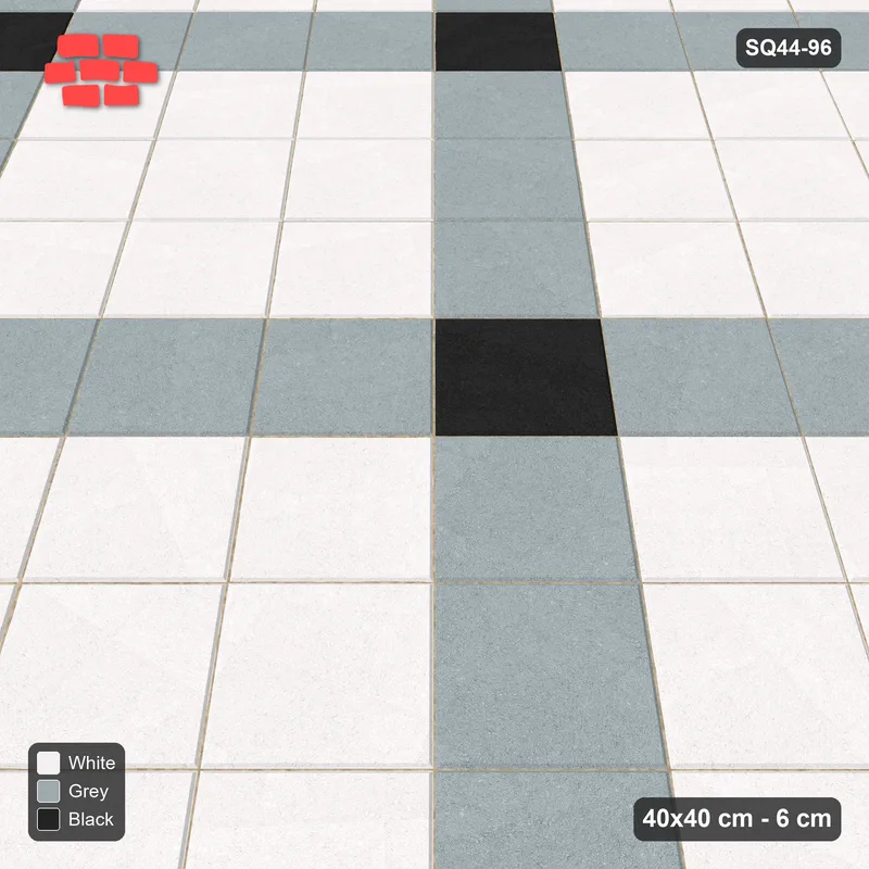 Interlock (Pasco) 40x40 cm · SQ44-96 · Diagonal Grid with Corner Accents · Side view Interlock (Pasco) 40x40 cm · SQ44-96 · Diagonal Grid with Corner Accents · Side view