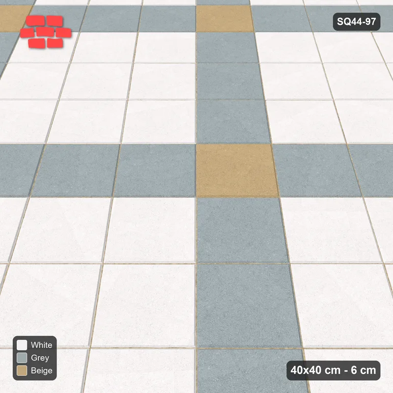 Interlock (Pasco) 40x40 cm · SQ44-97 · Diagonal Grid with Corner Accents · Side view Interlock (Pasco) 40x40 cm · SQ44-97 · Diagonal Grid with Corner Accents · Side view