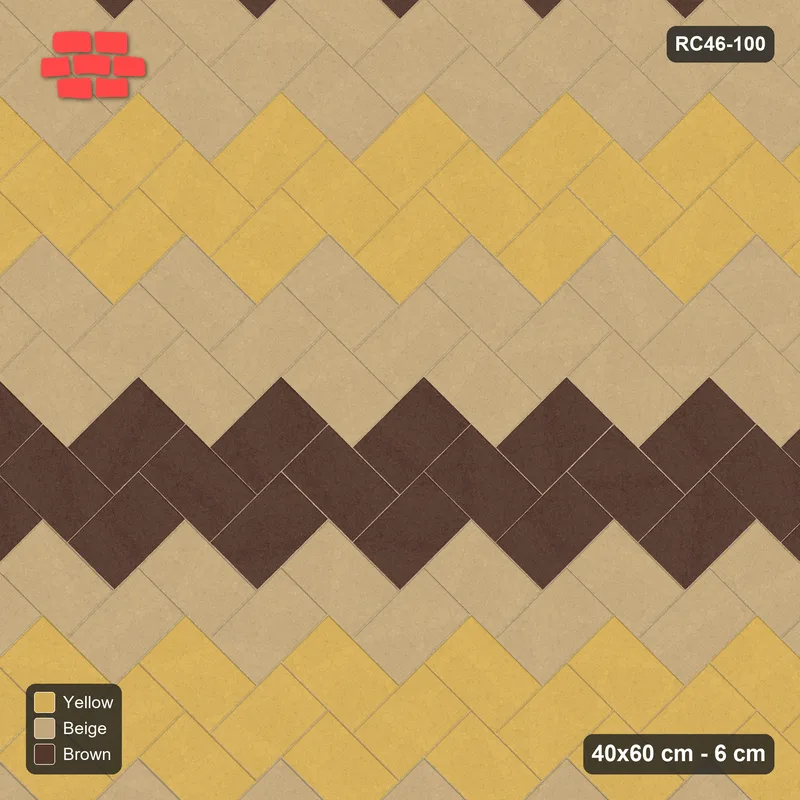 Interlock (Pasco) 40x60 cm · RC46-100 · Stepped Chevron (3:2), Three-Tone Course Pairs · Top view Interlock (Pasco) 40x60 cm · RC46-100 · Stepped Chevron (3:2), Three-Tone Course Pairs · Top view