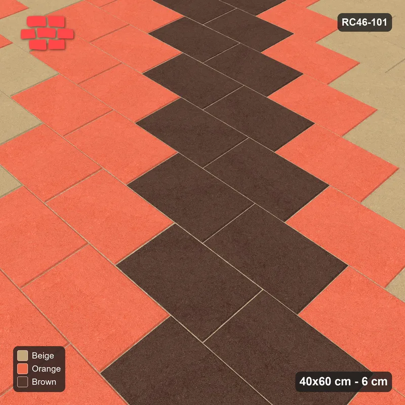 Interlock (Pasco) 40x60 cm · RC46-101 · Running Bond 1/3, Three-Tone Diagonal in 40H Kerb Frame · Side view Interlock (Pasco) 40x60 cm · RC46-101 · Running Bond 1/3, Three-Tone Diagonal in 40H Kerb Frame · Side view