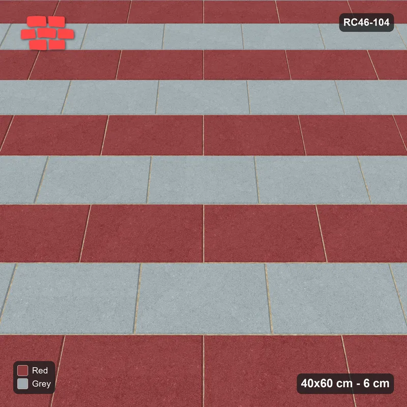 Interlock (Pasco) 40x60 cm · RC46-104 · Diagonal Running Bond, Alternating Courses · Side view Interlock (Pasco) 40x60 cm · RC46-104 · Diagonal Running Bond, Alternating Courses · Side view