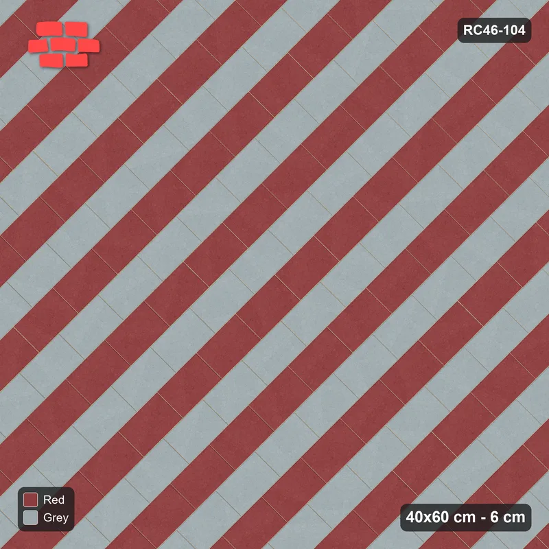 Interlock (Pasco) 40x60 cm · RC46-104 · Diagonal Running Bond, Alternating Courses · Top view Interlock (Pasco) 40x60 cm · RC46-104 · Diagonal Running Bond, Alternating Courses · Top view