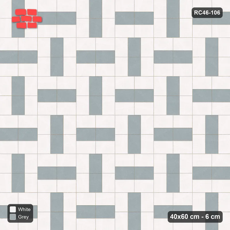Interlock (Pasco) 40x60 cm · RC46-106 · Basketweave, Weave with Accent Spine in 38F Kerb Frame · Top view Interlock (Pasco) 40x60 cm · RC46-106 · Basketweave, Weave with Accent Spine in 38F Kerb Frame · Top view