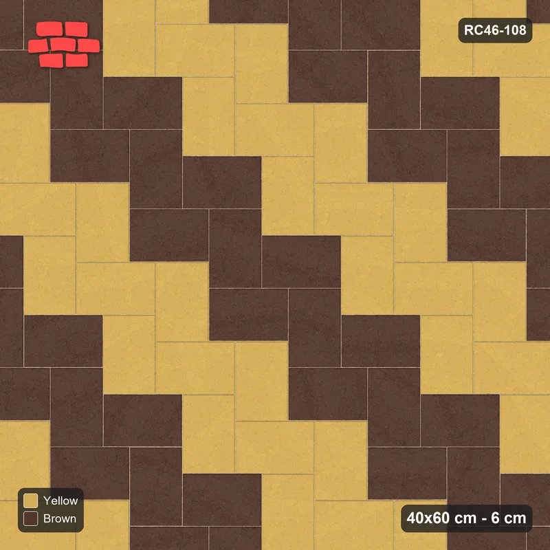 Interlock (Pasco) 40x60 cm · RC46-108 · Stepped Herringbone (3:2), Diagonal Bands · Top view Interlock (Pasco) 40x60 cm · RC46-108 · Stepped Herringbone (3:2), Diagonal Bands · Top view