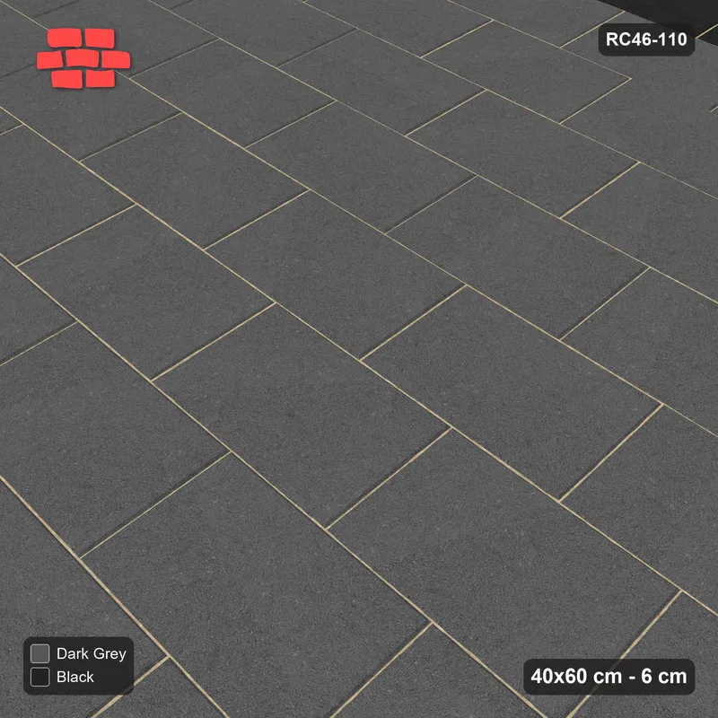 Interlock (Pasco) 40x60 cm · RC46-110 · Running Bond 1/2, Accent Edge Course · Side view Interlock (Pasco) 40x60 cm · RC46-110 · Running Bond 1/2, Accent Edge Course · Side view
