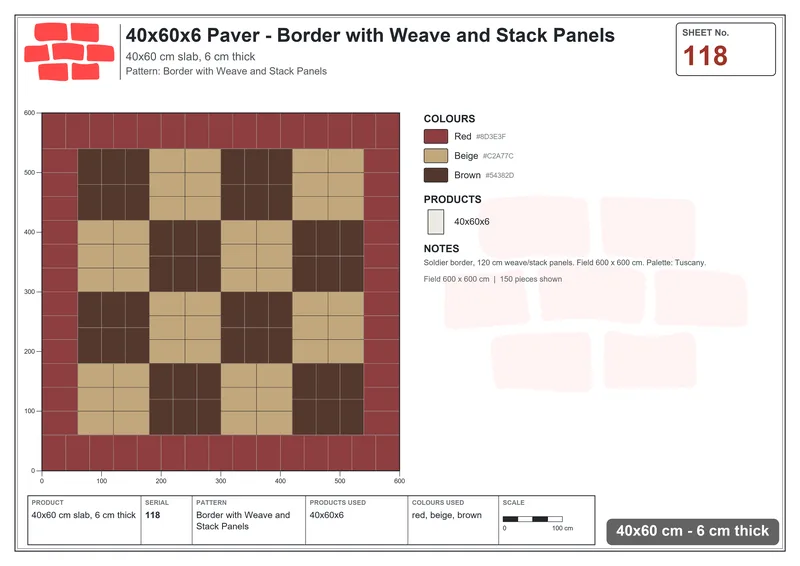 Interlock (Pasco) 40x60 cm · RC46-118 · Border with Weave and Stack Panels · Laying plan Interlock (Pasco) 40x60 cm · RC46-118 · Border with Weave and Stack Panels · Laying plan