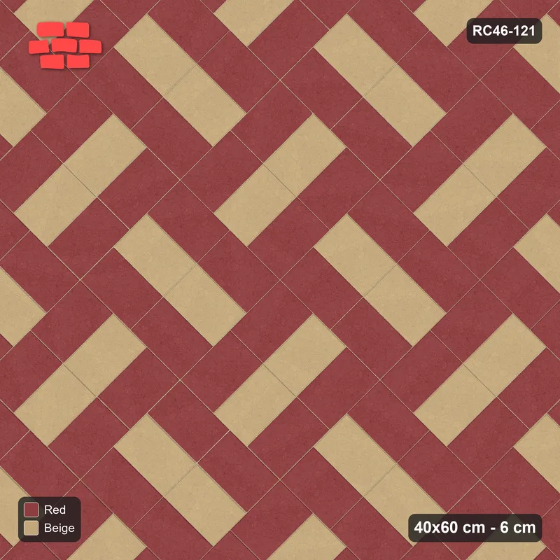 Interlock (Pasco) 40x60 cm · RC46-121 · Diagonal Parquet, Weave with Accent Spine · Top view Interlock (Pasco) 40x60 cm · RC46-121 · Diagonal Parquet, Weave with Accent Spine · Top view