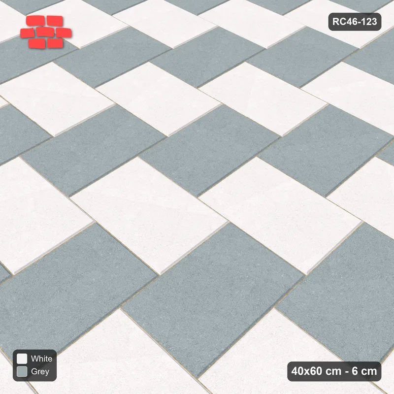 Interlock (Pasco) 40x60 cm · RC46-123 · Stepped Herringbone (3:2), Two-Tone Weave · Side view Interlock (Pasco) 40x60 cm · RC46-123 · Stepped Herringbone (3:2), Two-Tone Weave · Side view