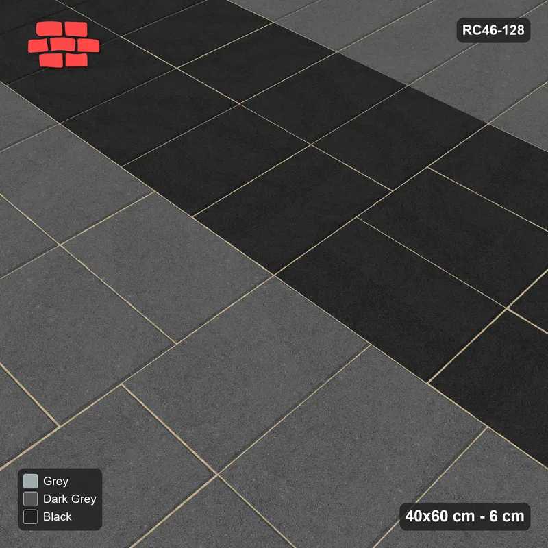 Interlock (Pasco) 40x60 cm · RC46-128 · Double Basketweave, Three-Tone Courses in 38H Kerb Frame · Side view Interlock (Pasco) 40x60 cm · RC46-128 · Double Basketweave, Three-Tone Courses in 38H Kerb Frame · Side view