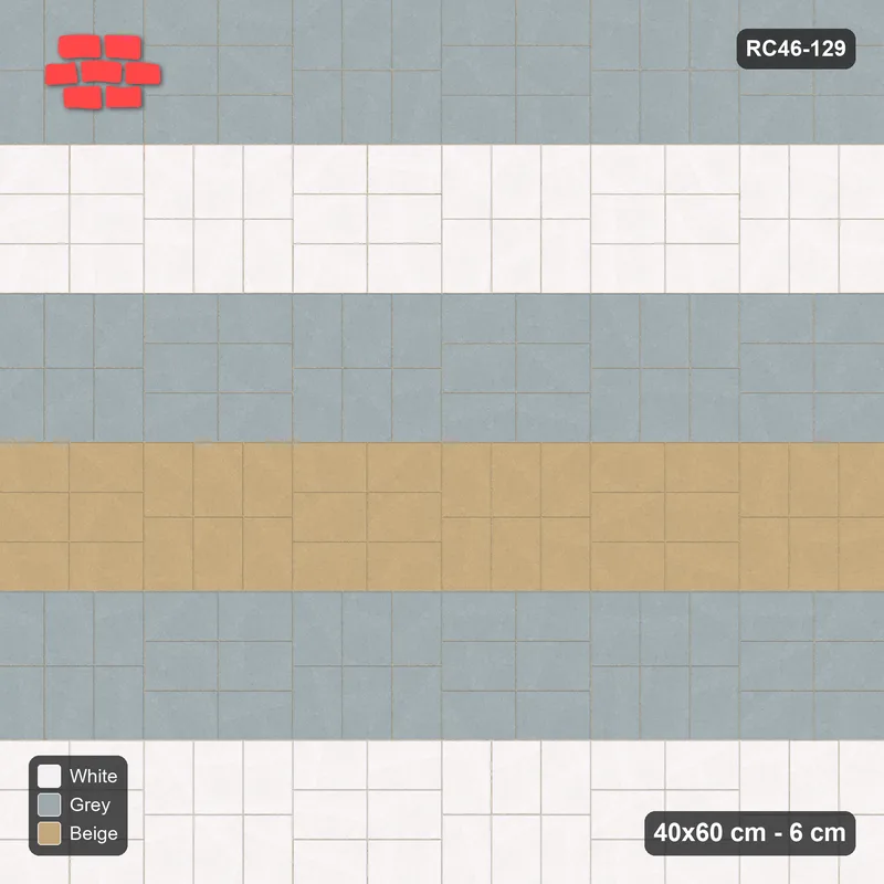 Interlock (Pasco) 40x60 cm · RC46-129 · Basketweave, Three-Tone Courses · Top view Interlock (Pasco) 40x60 cm · RC46-129 · Basketweave, Three-Tone Courses · Top view