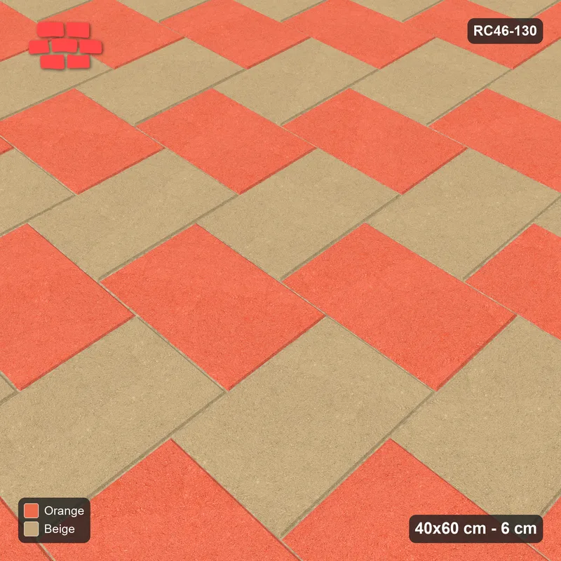 Interlock (Pasco) 40x60 cm · RC46-130 · Stepped Herringbone (3:2), Two-Tone Weave in 54H Kerb Frame · Side view Interlock (Pasco) 40x60 cm · RC46-130 · Stepped Herringbone (3:2), Two-Tone Weave in 54H Kerb Frame · Side view