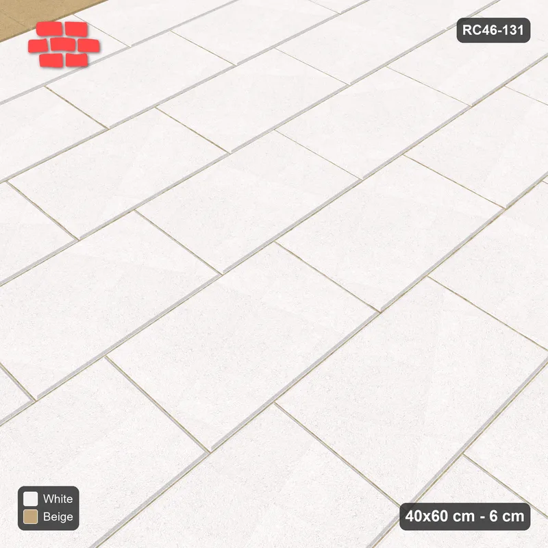 Interlock (Pasco) 40x60 cm · RC46-131 · Vertical Running Bond 1/3, Accent Edge Course · Side view Interlock (Pasco) 40x60 cm · RC46-131 · Vertical Running Bond 1/3, Accent Edge Course · Side view