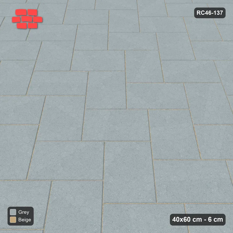 Interlock (Pasco) 40x60 cm · RC46-137 · Stepped Chevron (3:2), Single Tone in 30H Kerb Frame · Side view Interlock (Pasco) 40x60 cm · RC46-137 · Stepped Chevron (3:2), Single Tone in 30H Kerb Frame · Side view