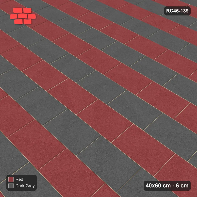 Interlock (Pasco) 40x60 cm · RC46-139 · Running Bond 1/4, Alternating Courses · Side view Interlock (Pasco) 40x60 cm · RC46-139 · Running Bond 1/4, Alternating Courses · Side view
